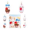 Cute Self-mocking Bear Birthday Party Cake Plush Toy Hanging Pendant Cartoon Doll Bag Decoration Gift Blue/pink
