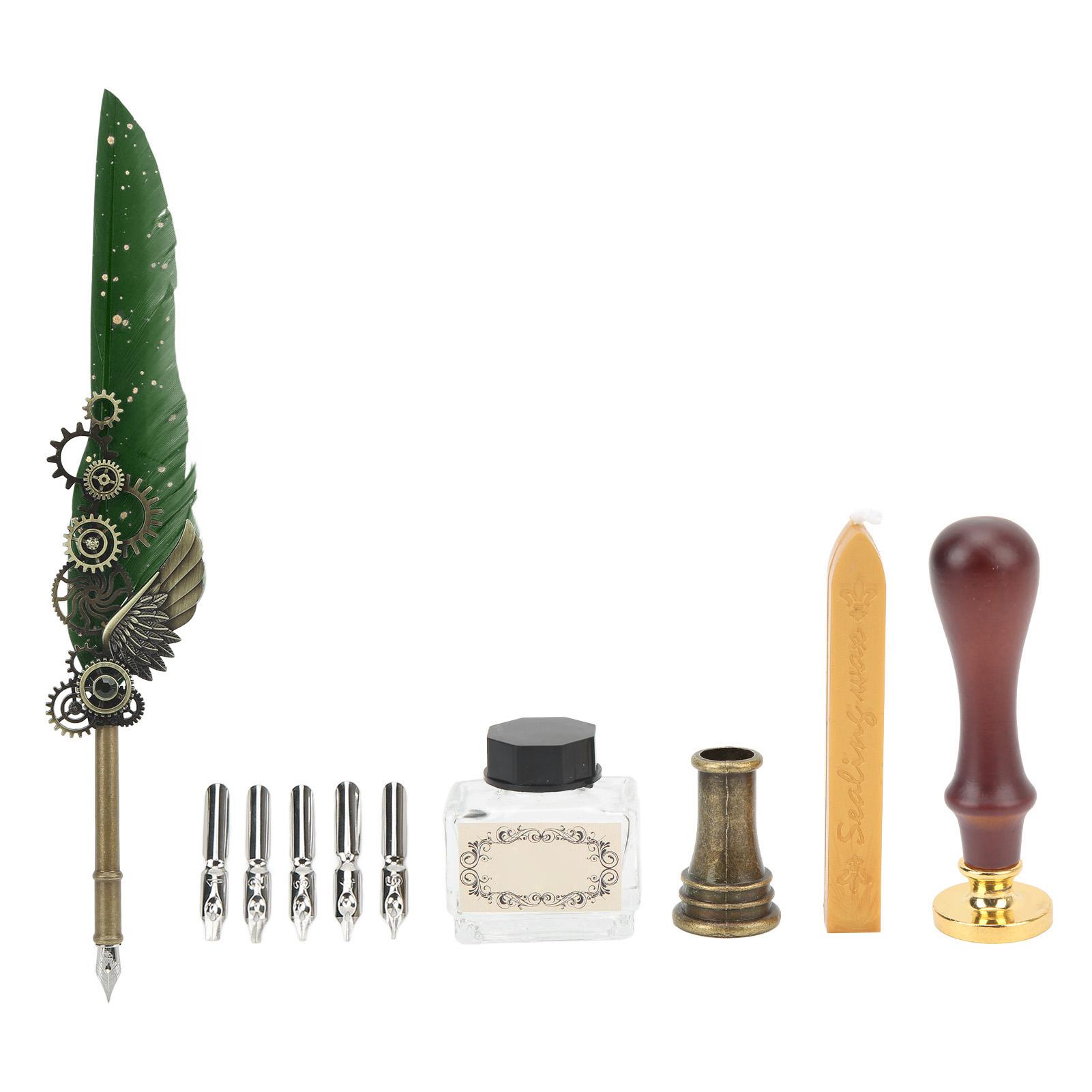 

Набор перьевых ручек в стиле ретро с винтажным узором из карт и 5 сменными наконечниками подставка для ручки чернила зелёный