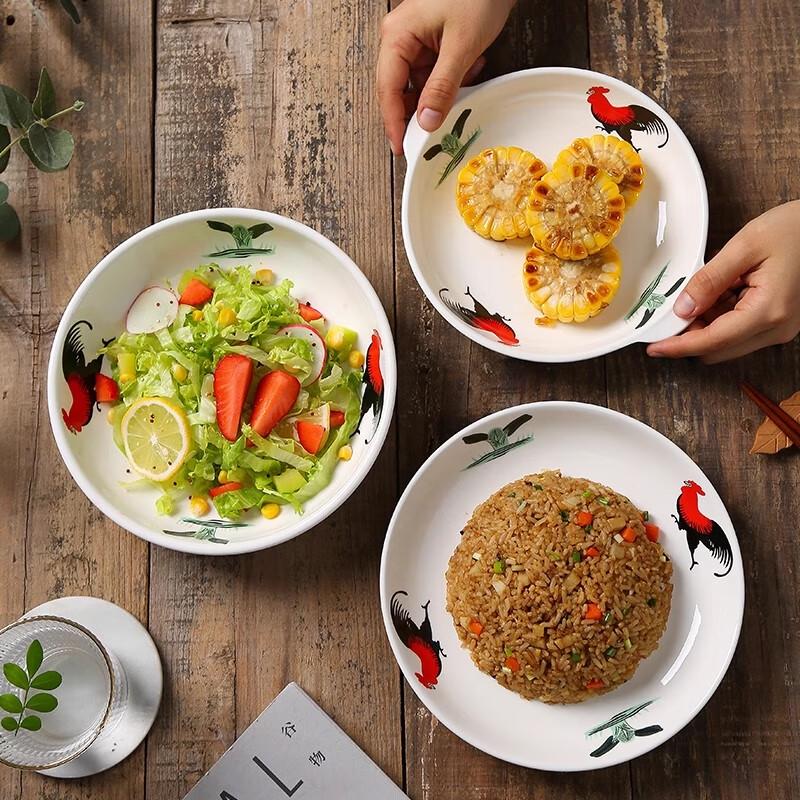 Vintage Rooster Ceramic Dining Plate