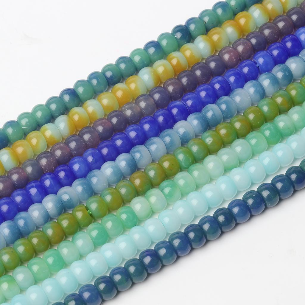4x6mm 1pcs Natural Stone Beads Gradient Color Jades Chalcedony Abacus Loose Rondelle Beads For Jewelry Making DIY Earrings Bracelet