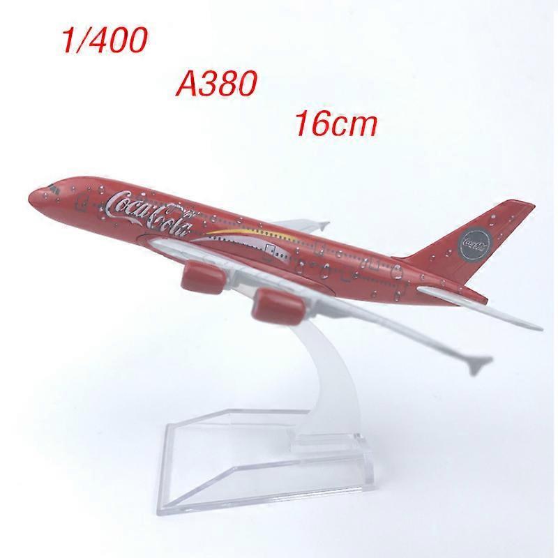 1/400 Scale 16CM Diecast Airplane Model Alloy Model A380 Ornaments Static Display Adult Collection Red Painting Mini Toys Boys