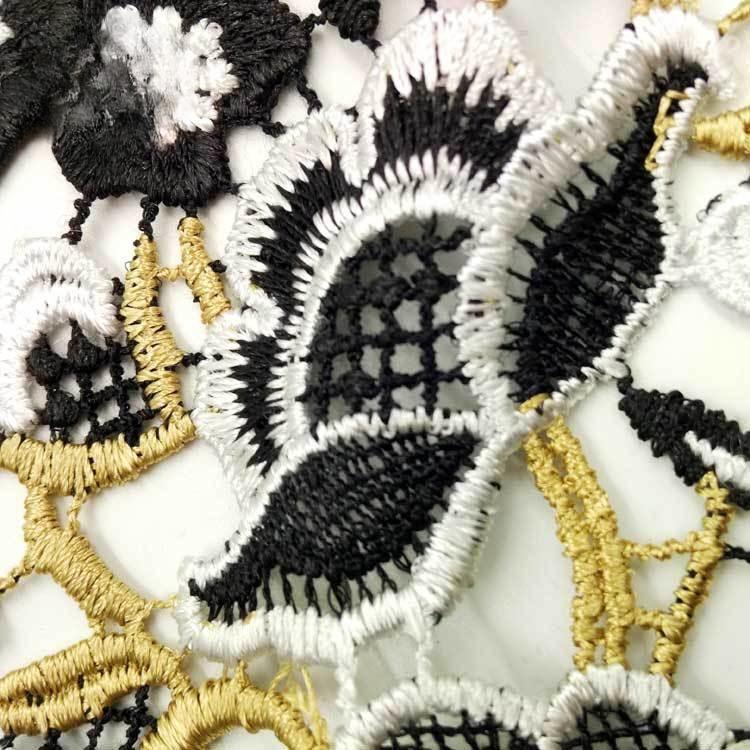 Suda Çözünür Dantel Tam Aksesuarlar, Renkli Ağır Sanayi Boyalı Nakış Kumaşları, Polyester İpek Üç Boyutlu Delikli Nakış Kumaşı