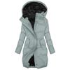 Women's Fashion Solid Color Long Sleeved Hooded Long Zipper Cotton Jacket Warm Coat Down Jacket