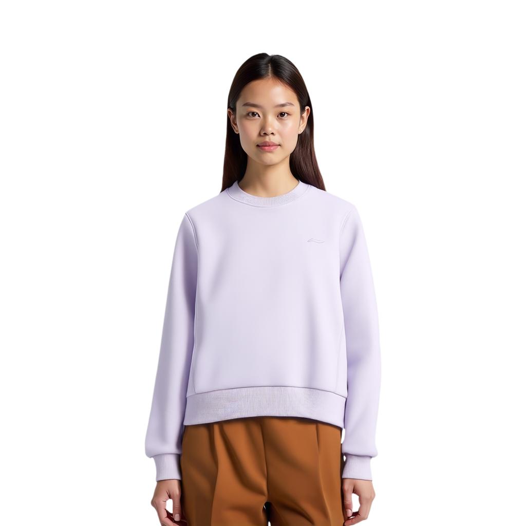 Li-Ning Comfortable Breathable Fleece Casual Sweatshirt Women tops Sea-Salt-Purple AWDU638-3