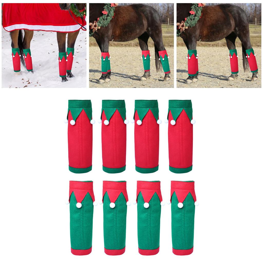 Horse Leg Wraps Christmas Style Polyester Breathable Festive Decor for Winter Equestrian Accessories