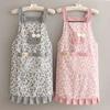 Cute Korean Style Anti-Oil Breathable Cotton Apron For Women Home Kitchen Cooking Breathable Wear Apron Floral Apron