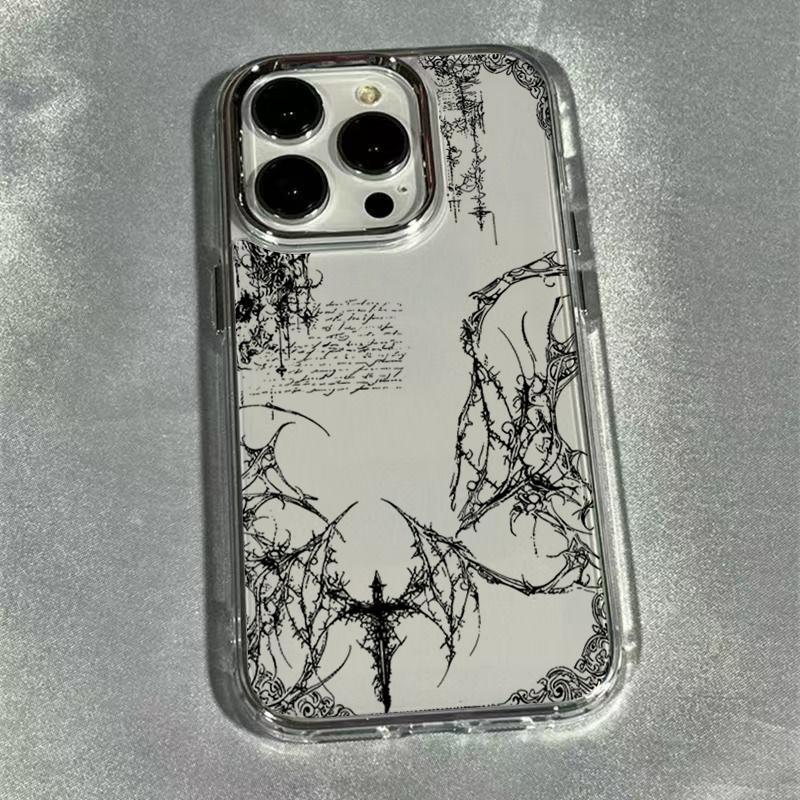 The Dark Cross Electroplated Lens Frame Clear Phone Case for iPhone 17 Air 16 15 14 13 12 11 Pro Max XS Max X TPU Soft Cover