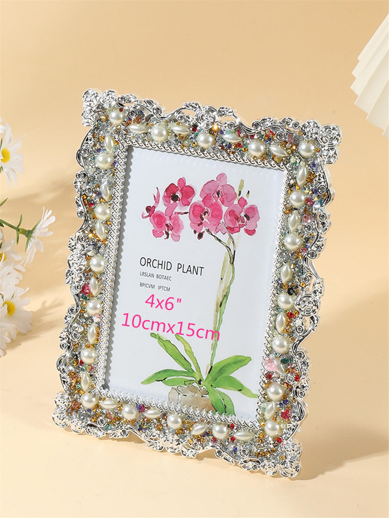 

1Pcs classic European and American diamond pearl photo frame, 6 inch and 7 inch exquisite sparkling home countertop decoration