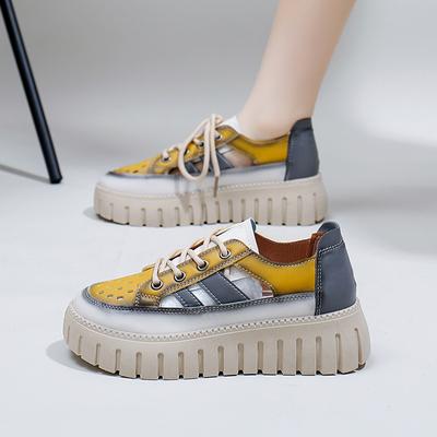Chaussures basses respirantes blanches pour femmes, nouvelles chaussures d'été à grosse tête, baskets décontractées à semelles épaisses