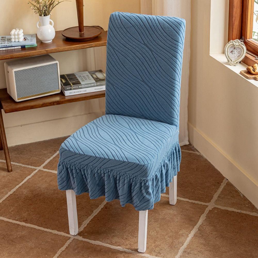 Jacquard Dining Chair Cover Waterproof Elastic Stretch Chair Cushion Cover Solid Color Parson Chair Slipcovers Home Dining