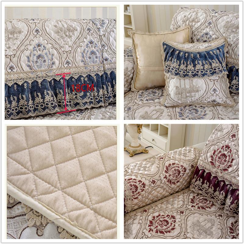 Jacquard Wide Hem Sofa Cover Couch Covers Exquisite Sofa Cushion Lace Fold Vertical Antiskid Grain Hostel Home Decor Sofa Towel
