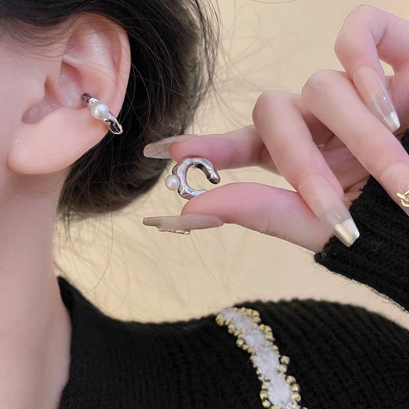 New Vintage C-Shaped Ear Cuff Non Pierced Clip Earring for Women Girl Trendy Punk Pearl Cuffs Wedding Jewelry Accessories