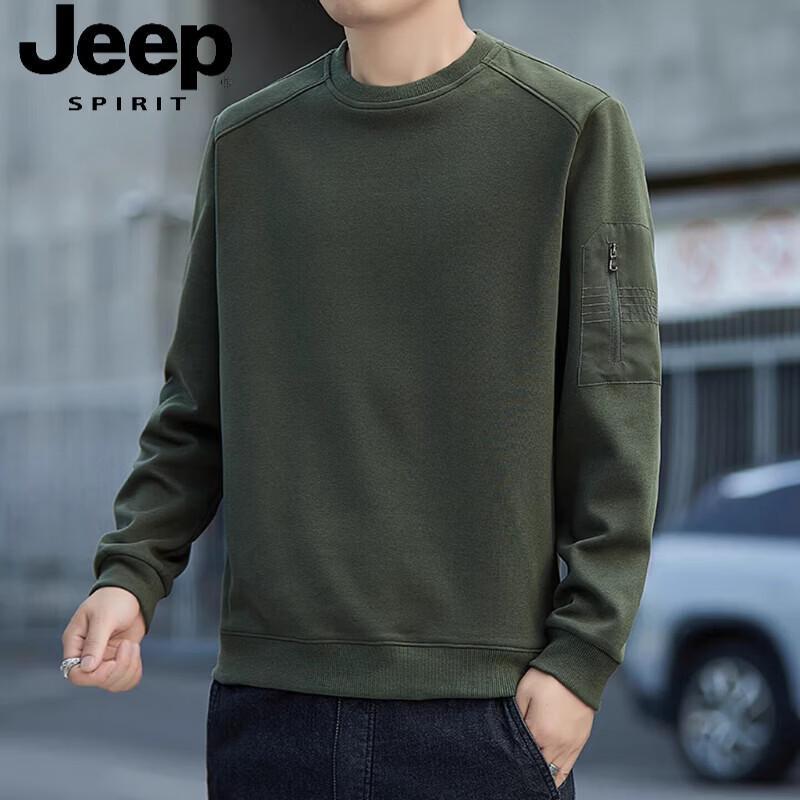 JEEP SPIRIT Men s Crew Neck Solid Color Sweatshirt 2XL