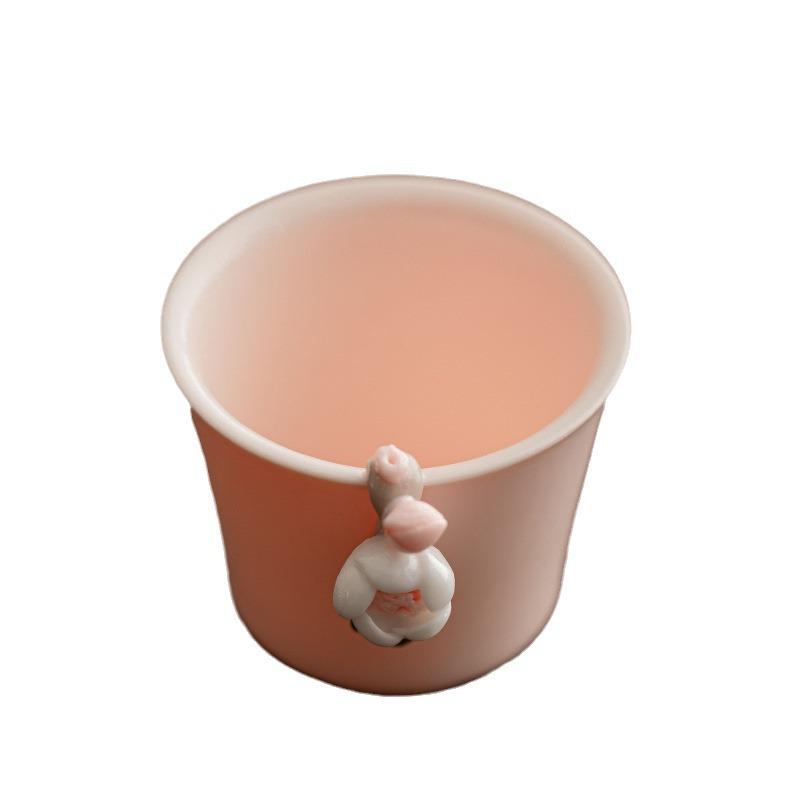 Rosa Blume Teetasse Handbemalte Keramik Teetassen Meistertasse Kleine Verkostungstasse Persönlicher Teebecher Zen Kung Fu Haushalts-Teeservice