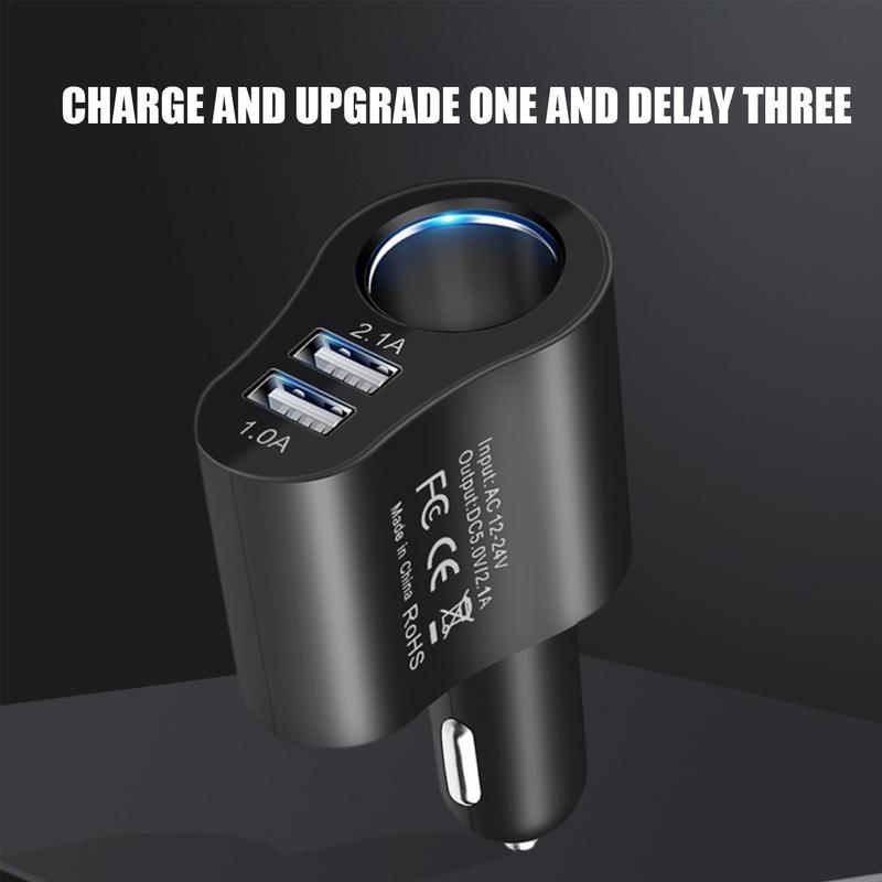 3 In1 USB Car Charger 12v/24v Car Splitter Adapter Fast double Charging Outlet Smart 80w Multifunctional Car Phone Charger