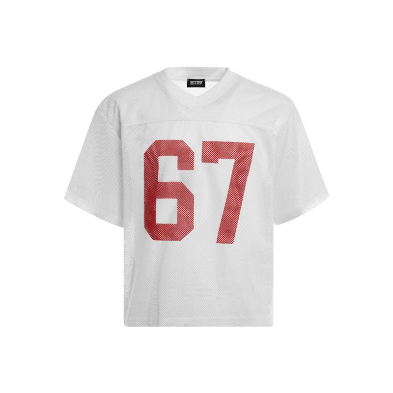American hole cloth fabric jersey letter 67 printed short sleeve new street T-shirt top S