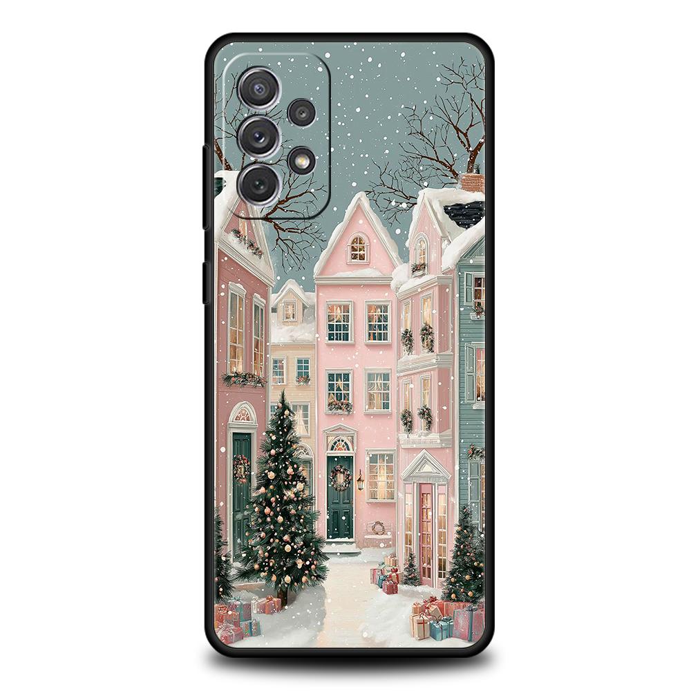 Phone Case for Samsung Galaxy A55 A53 A52 A52S A51 A41 A35 A32 A25 A23 A15 A13 Soft TPU Merry Christmas Beautiful Winter Snow