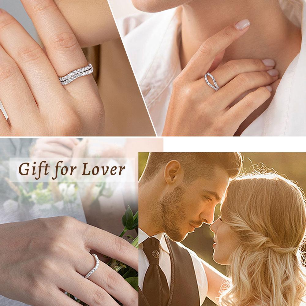 M-JAJA Moissanite Ring Curved Wedding Band 925 Silver Engagement Rings D VVS1 0.39ct Lab Diamond Jewelry for Women Gift