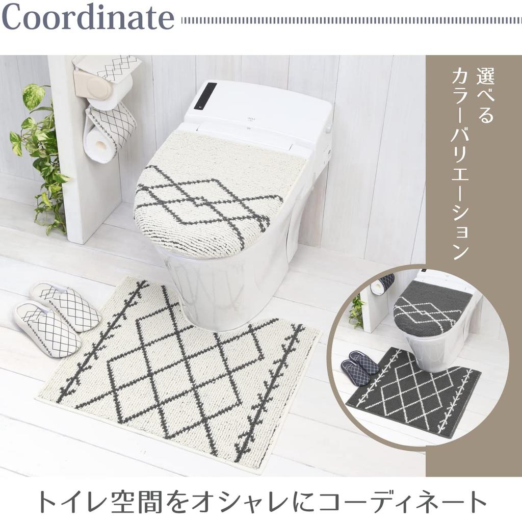 Yokozuna Creation Toiletries Mat Lid Cover Toilet Seat Cover Wallen (Toilet & & 3-piece Set) (Beni Ivory, Regular)