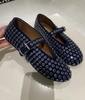 Migua Suede Crystal Mary Jane Flats with Rivets