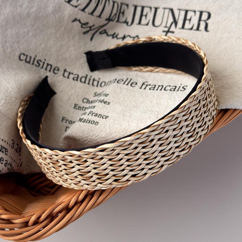 Bohemian Straw Wide-Brimmed Headband for Women - Vacation Style Hair Accessory
