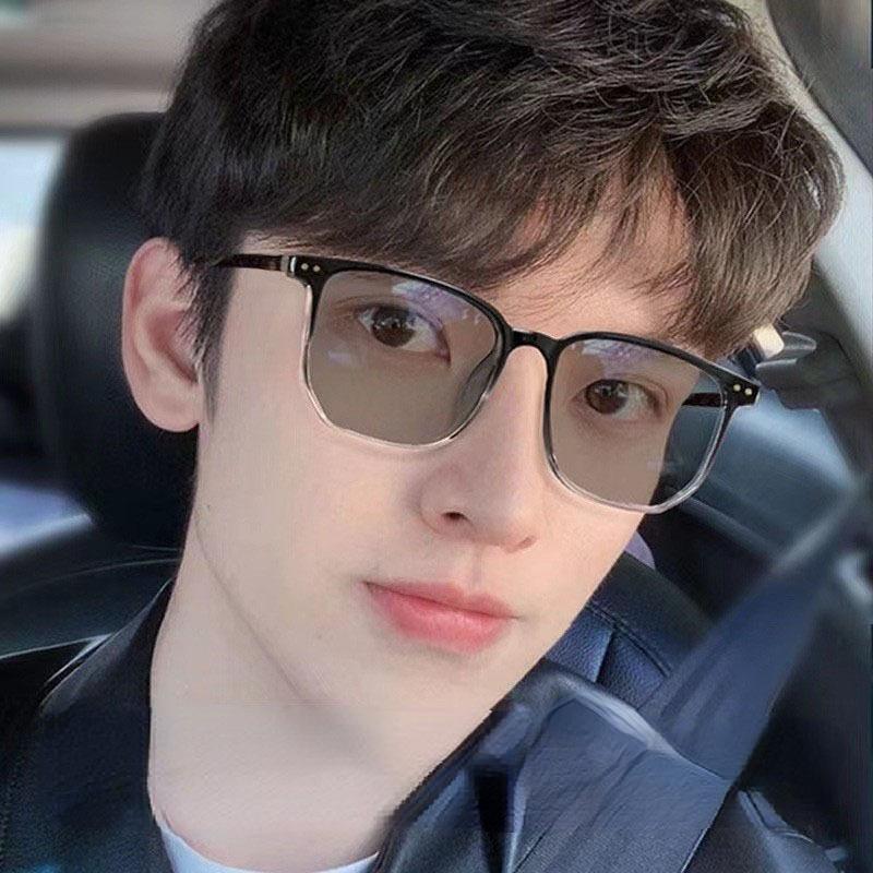 Light Sensitive Color Changing Glasses Large Framed Glasses Glasses Turn Gray Fashion Decorative Glasses 0