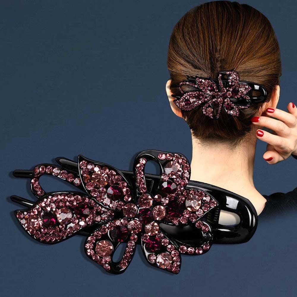 Mom Headwear Flower Retro Female Hair Clip Duckbill Clips Korean Style Hairpin Rhinestone Hairpin