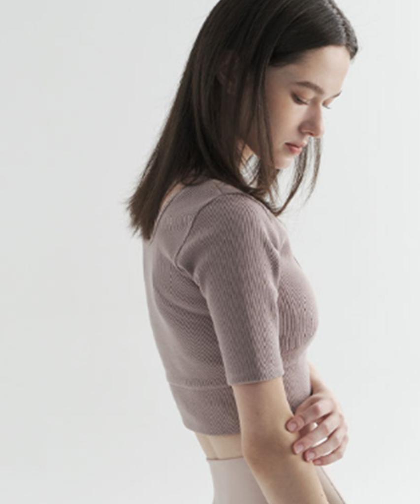 FOETTE Leaf Short Sleeve Crop Top - Pink
