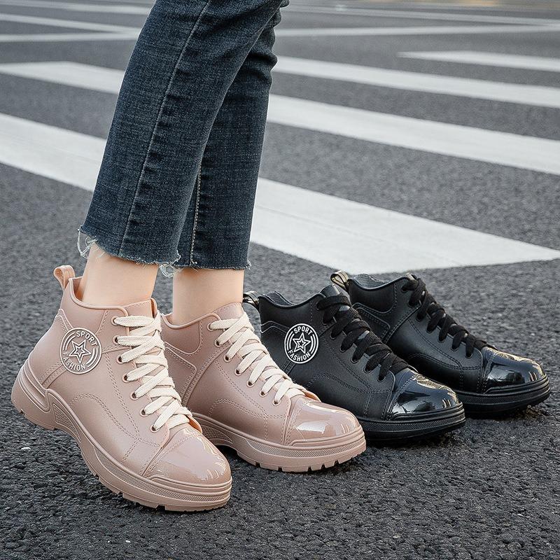 Waterproof Shoes Women's Rain Shoes Adult Short Water Boots Fashion Rain Boots New Students Wear Non-slip Warm Rubber Shoes
