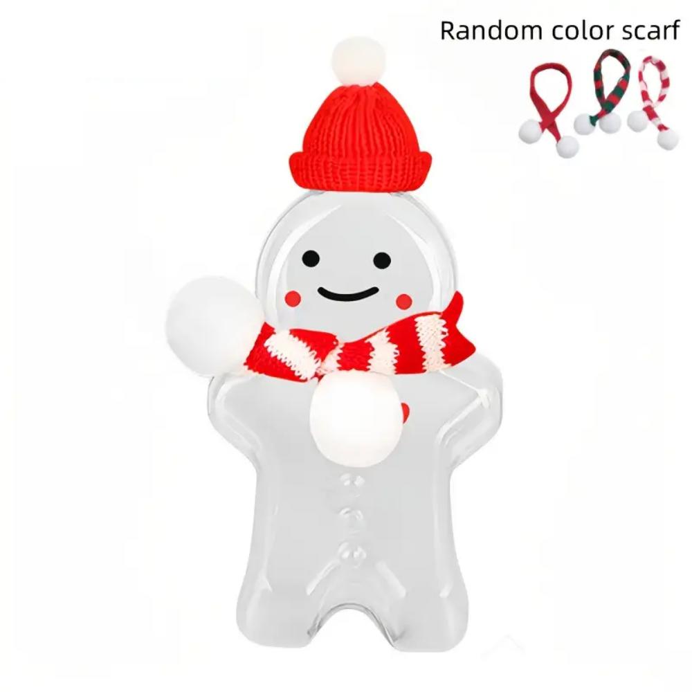 500ml Transparent Holiday Drink Container, Cute Gingerbread Shaped Sealed Can, Suitable for Milk, Juice, Water, Wine, Tea, Etc.