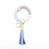Silicone & Beech Wood Beaded Keychain Bracelet with Pendant