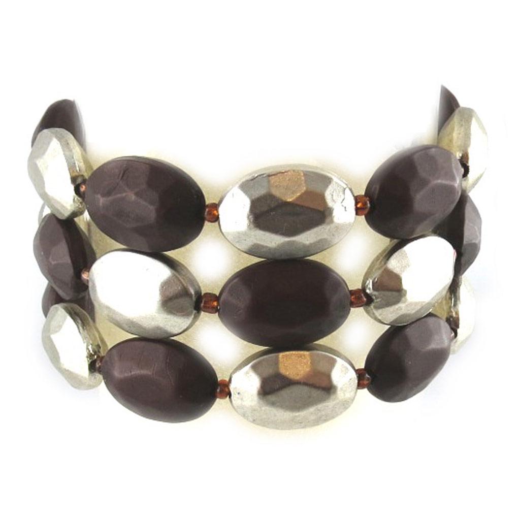 Les Trésors De Lily [C8793] - Bracelet Créateur 'Métisse' Marron Argenté
