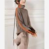 Women Autumn Winter Sweater High Collar Long Sleeve Splicing Design Warm Pullover