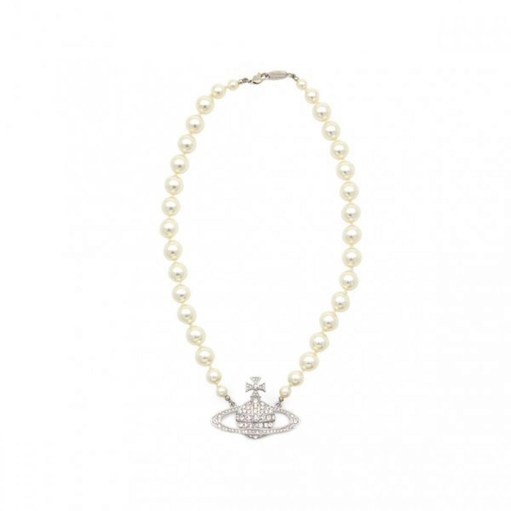 Vivienne WeStwood One Row Pearl Bath Relief Women S Choker Necklace 63010106 02p104