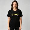 Unisex Modal Tshirt Heartbeat Line Colorful Heart Print Short Sleeve Round Neck Love Casual Soft Graphic Tee Black White