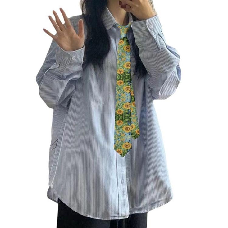 Fashionable Vintage  Oil Painting Print Tie For Men and Women Silk Fabric Comfortable Long Tie 13 Unique Patterns