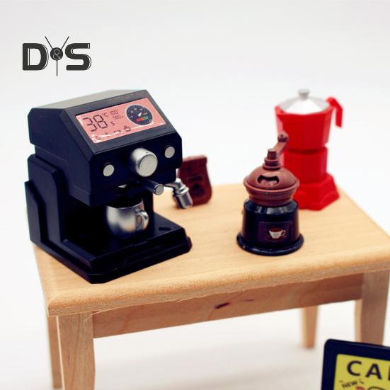 Mini Domeček pro panenky Kávovar Set Model Miniaturní nábytek Šálek na kávu Úložná police Simulační dekorace DIY Hračky Domeček pro panenky 1:12/1:Skříňový stůl v měřítku 6
