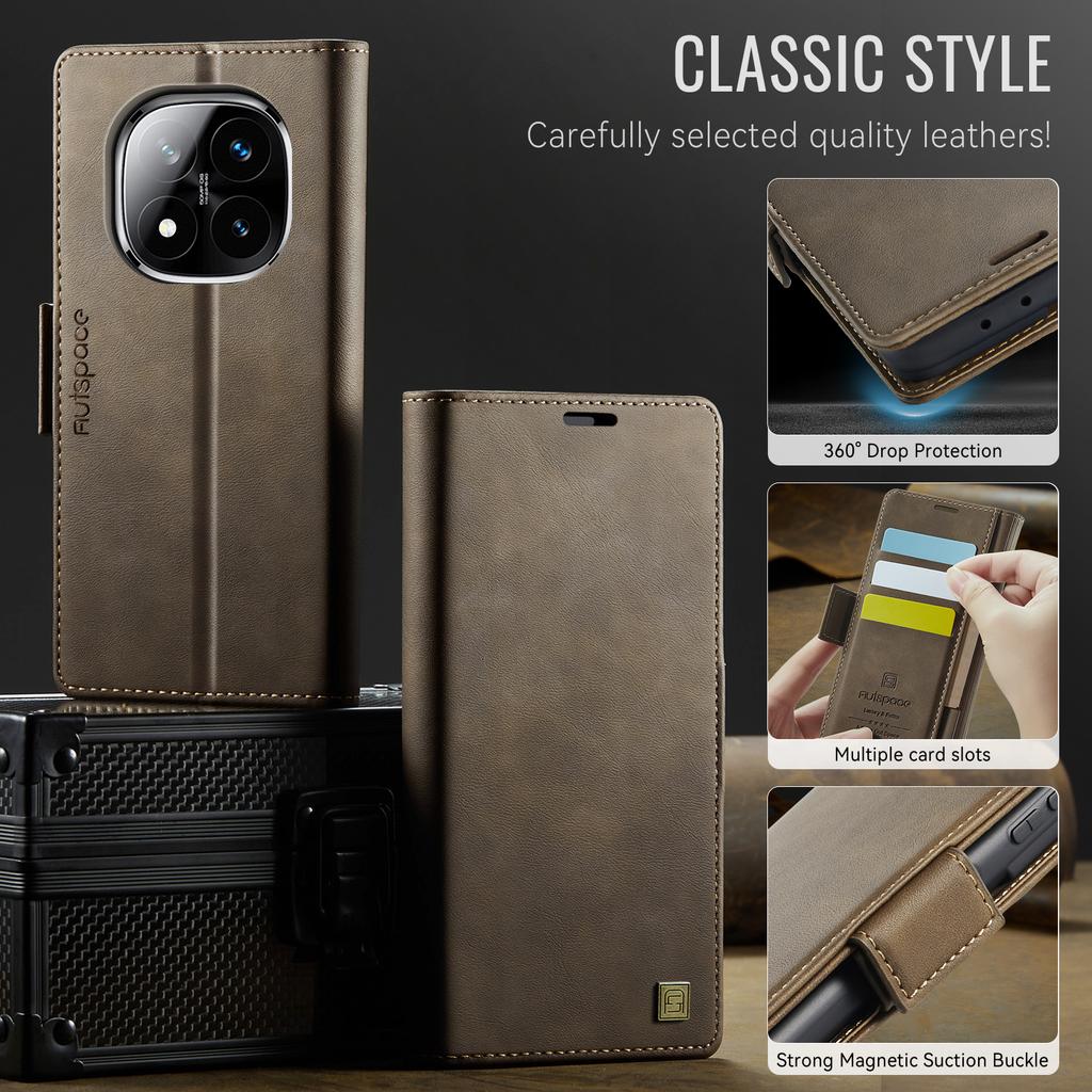 Per Xiaomi Redmi Note 14 Pro 4G/ Redmi Note 14 Pro 5G/ Note 14 Pro+ 5G Custodia a Portafoglio con Fessure per Carte e Cavalletto, Custodia in Pelle con Protezione a 360°