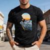 Mountain Hiking Sunset Adventure Outdoor Nature Print Cotton Short Sleeve TopMen TShirt Summer Casual Fashion T Shirt