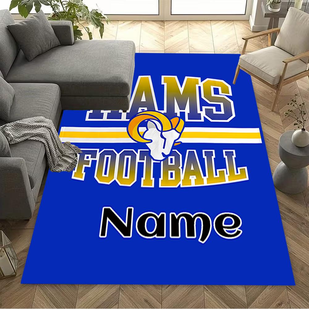 Rams Football Team Spirit Personalized Text Floor Rug Office Rug Perfect for Study Room Bedrooms Decorate Room Entryway Anti-slip Rug