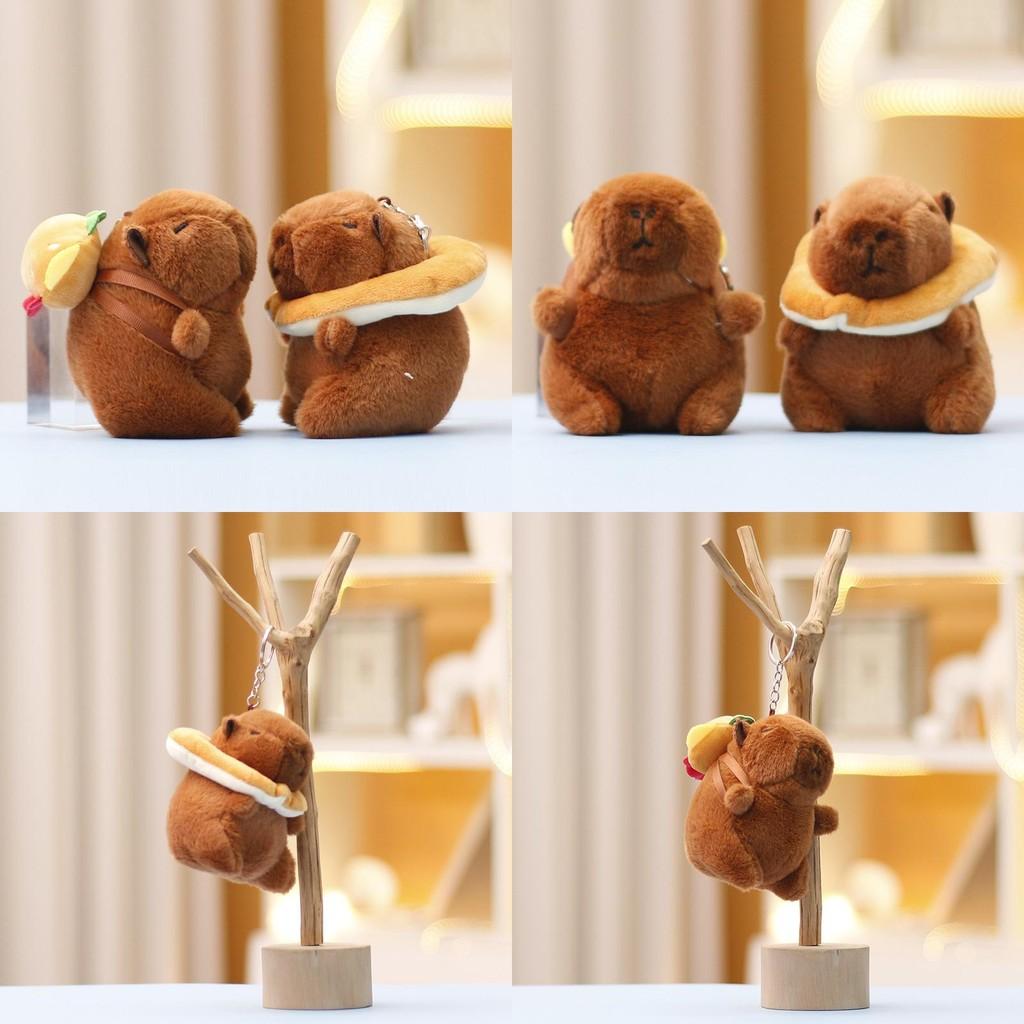 Hamburger Capybara Toast Keychain Cute Cartoon Girl Backpack Hanging Plush Doll