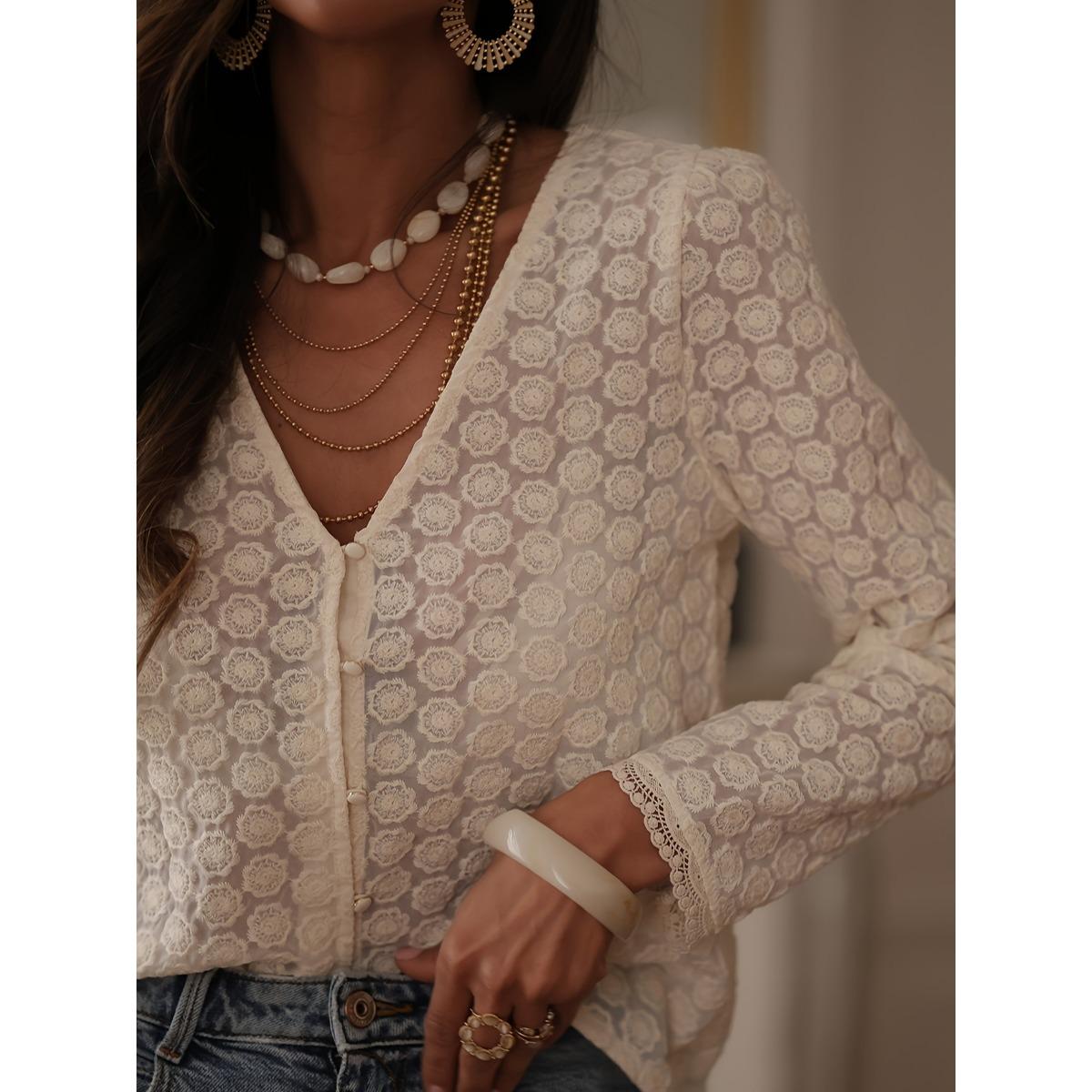 Spring Summer New Women s Fashion Sheer Long Sleeve Slim Cropped V-Neck Base Blouse Top S абрикосовый