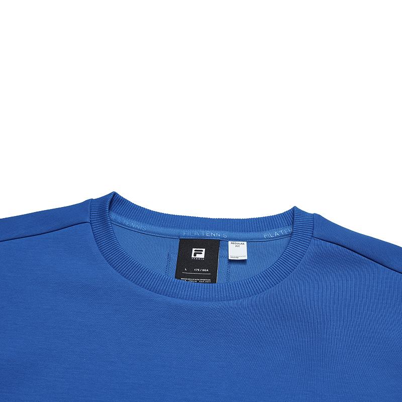 Fila Tennis Casual Sports Classic Soft Antibacterial Knitted Long Sleeve Pullover Sweatshirt Men Sweatshirt Gold Blue A11M543222FRB