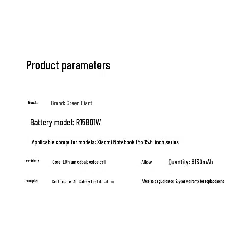 llano Laptop Battery for Xiaomi Pro 15.6-inch