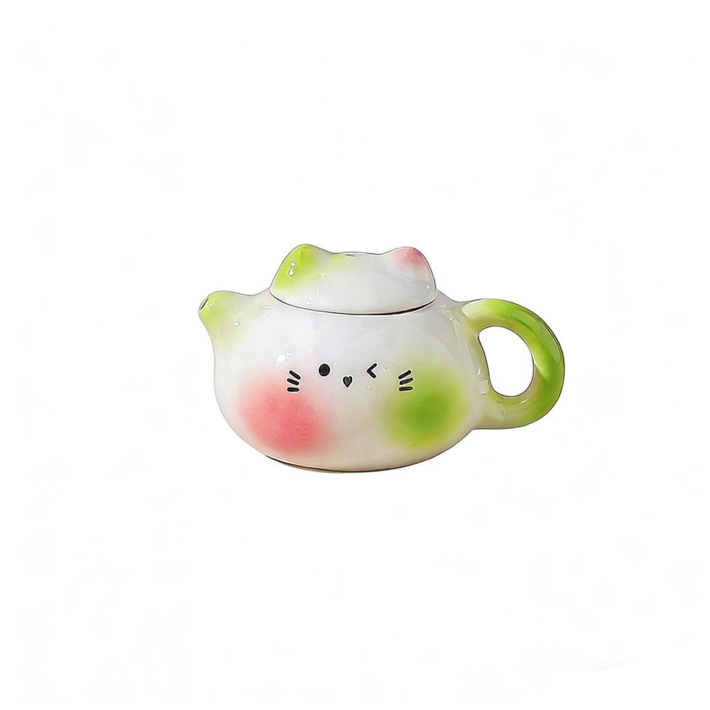 Chinese Style Milk Tea Lid Accessories Exquisite Ceramic Cat Ear Pot  Hotel