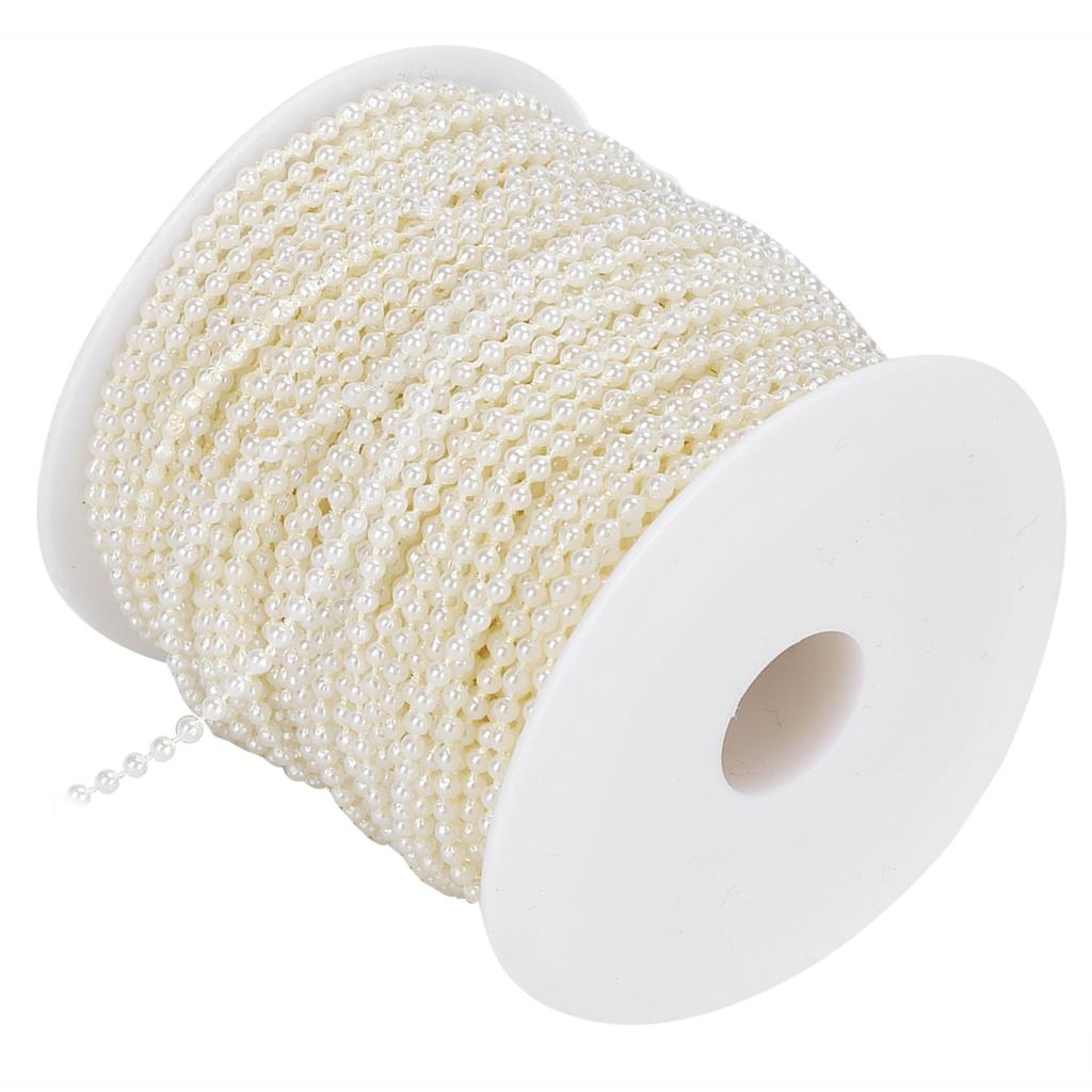 Faux Pearl Bead Garland String Round DIY Decoration Craft Clothing Accessories 3mm 50Meter RollBeige