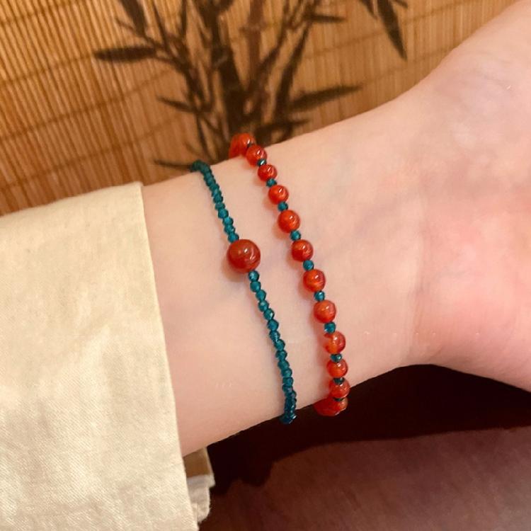 Stretchable Beaded Bracelet With Vintage Color Pattern Portable Stackable Jewelry Accessory for Adults Stylish Outfits