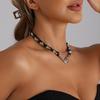 Special-shaped Love Love Beaded Crystal Necklace Ins Dark Shaofeng Y1k Necklace