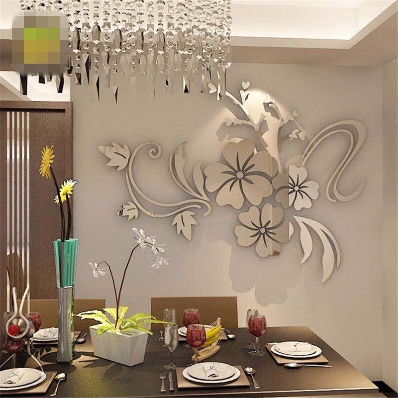 Exquisite Removable 3d Mirror Flower Art Wall Sticker For Stunning Home Decoration