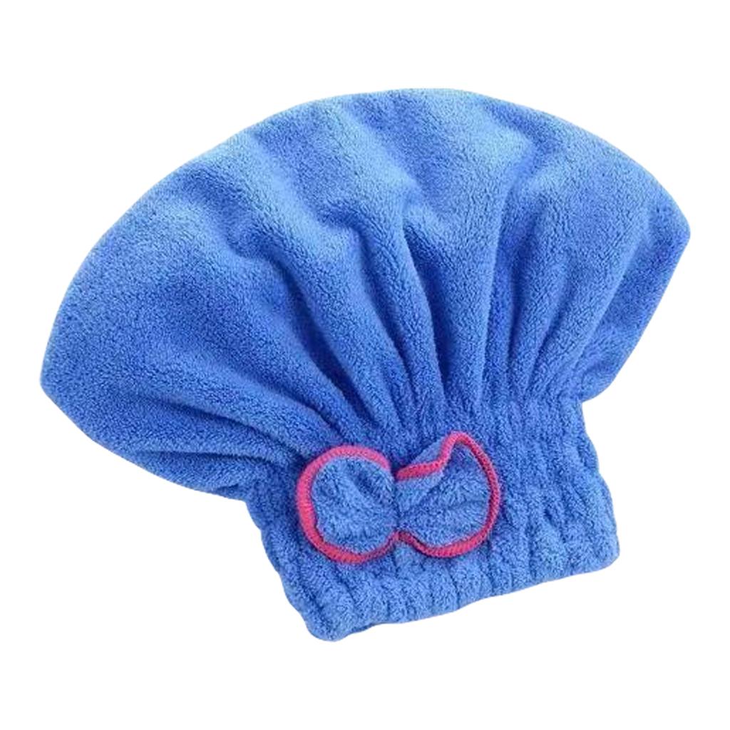 Super Absorbent Hair Towel Wrap for Wet Hair Quick Dry Coral Velvet Hair Towel with Bow-Knot Shower Cap Bath Accessories